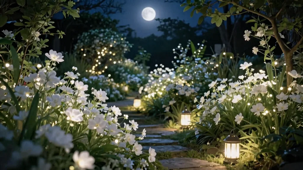 8 Moon Light Garden Ideas for a Dreamy White Nighttime Landscape